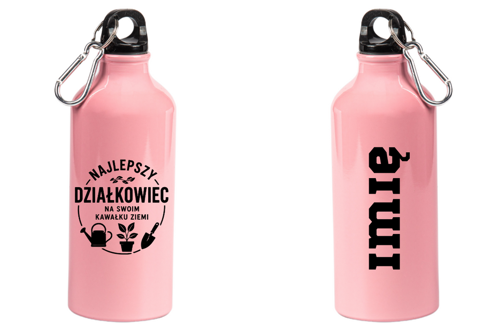 Butelka różowa 600 ml z nadrukiem „Najlepszy działkowiec na swoim kawałku ziemi” – do ogrodu #5