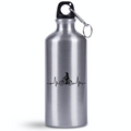 Bidon srebrny 500 ml na rower z grafiką rowerowe EKG - dla rowerzystki #2
