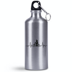 Bidon srebrny 500 ml na rower z grafiką rowerowe EKG - dla rowerzystki #2
