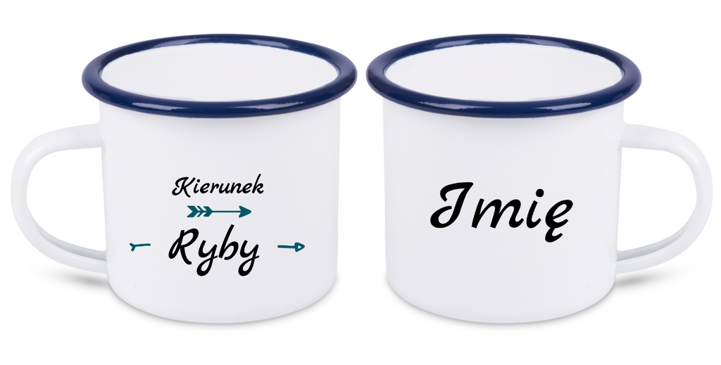 Kubek emaliowany biały z nadrukiem "Kierunek ryby" #4