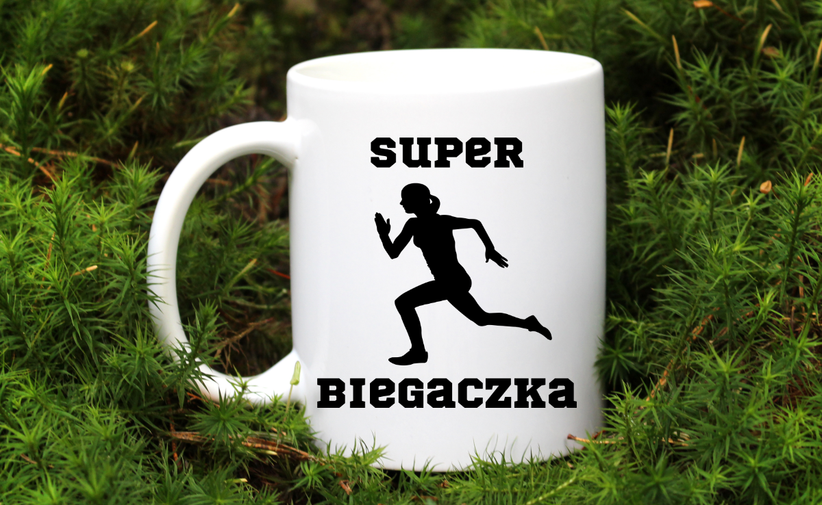 Kubek biały z nadrukiem „Super Biegaczka” – bieganie #8