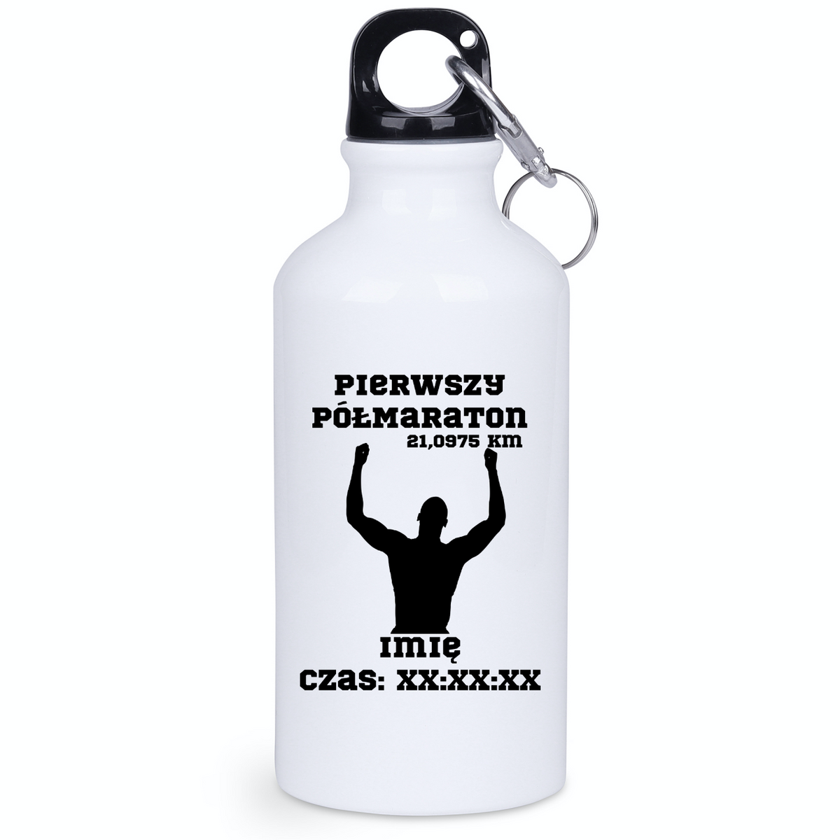 Bidon biały 400 ml z pamiątka po pierwszym półmaratonie + czas i imię – bieganie #9