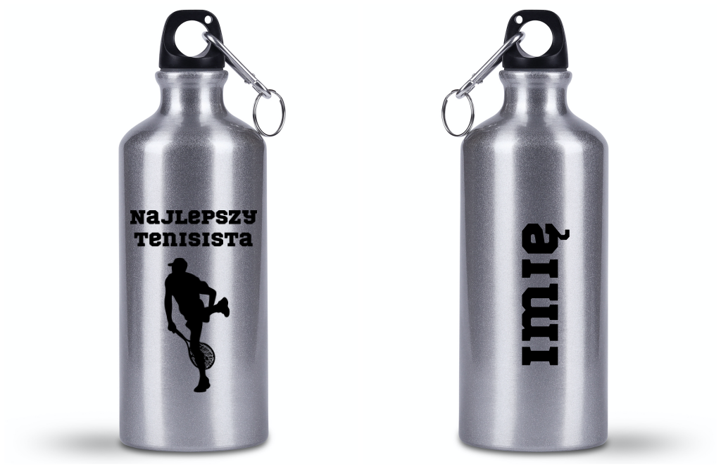 Butelka srebrna 500 ml z napisem "NAJLEPSZY TENISISTA" #1