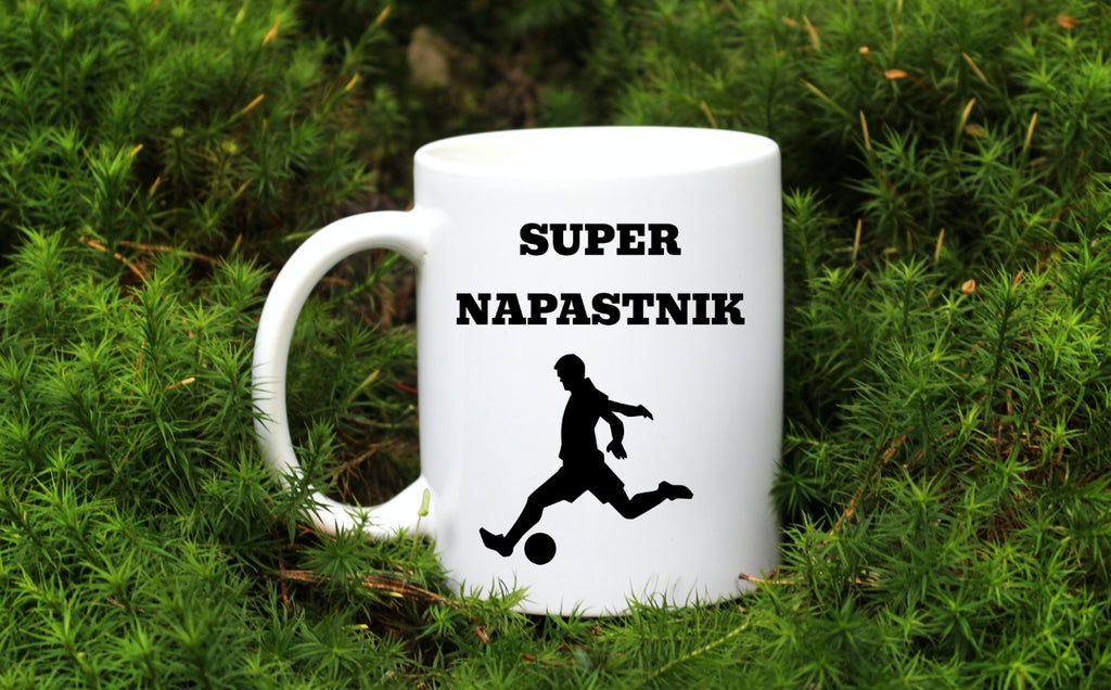Kubek biały z nadrukiem "Super Napastnik" – piłka nożna #11