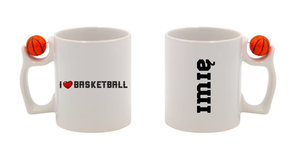 Kubek z piłką i nadrukiem "I LOVE BASKETBALL" - koszykówka #1