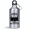 Butelka srebrna 400 ml z nadrukiem „Rzućmy wszystko, jedźmy pod namioty” – camping, namiot #10
