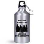 Butelka srebrna 400 ml z nadrukiem „Rzućmy wszystko, jedźmy pod namioty” – camping, namiot #10