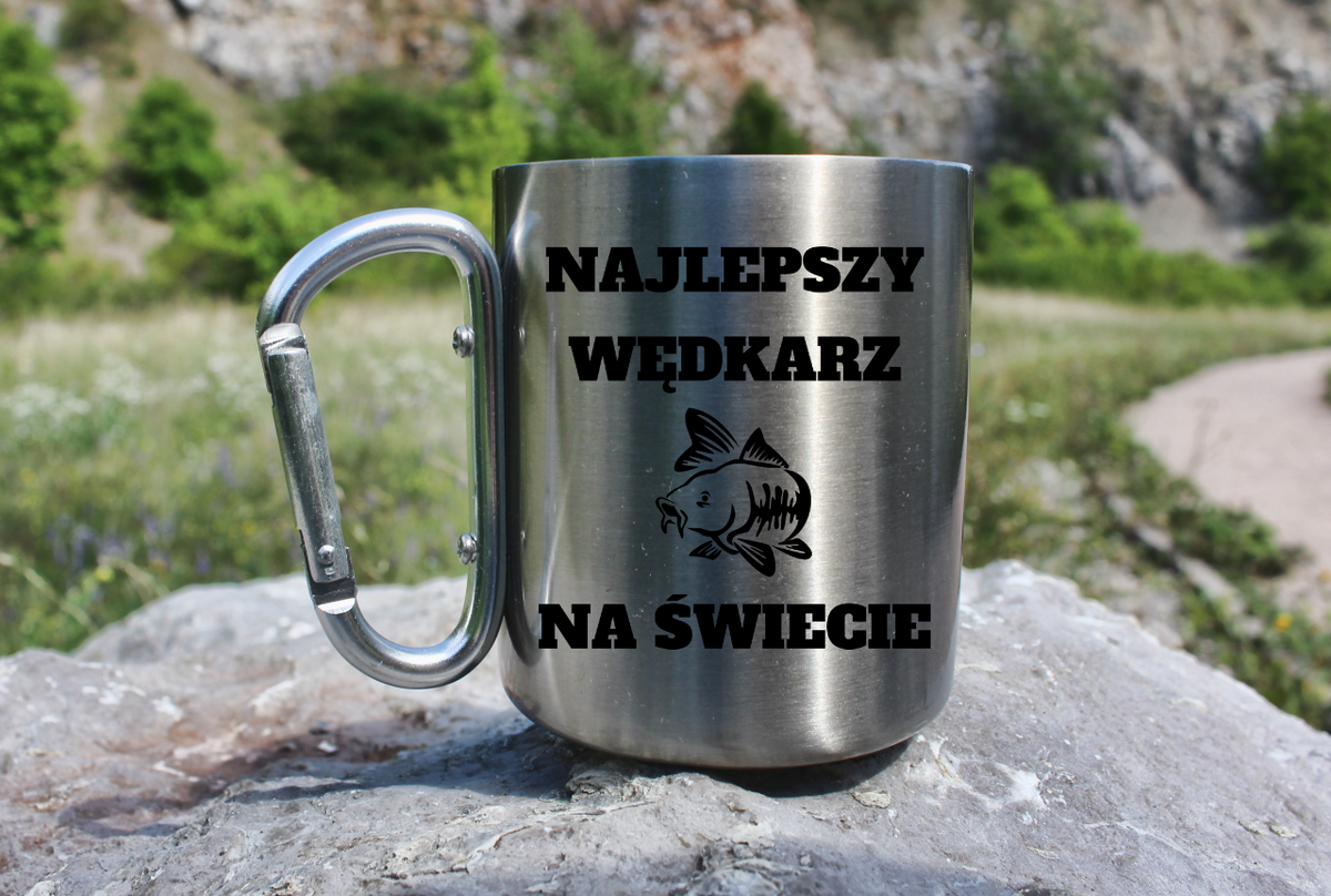 Kubek ze srebrnym karabińczykiem i nadrukiem "Najlepszy wędkarz na świecie" #7