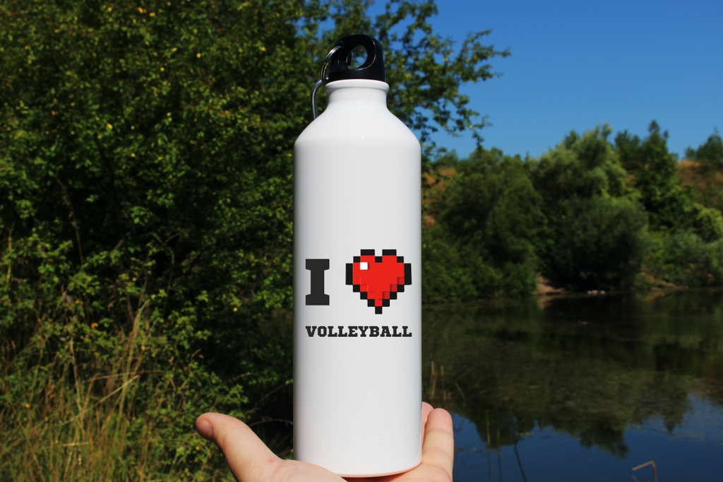 Butelka biała 800 ml z nadrukiem "I LOVE VOLLEYBALL" #1