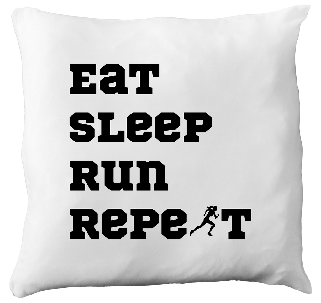 Poduszka dla biegaczki z nadrukiem "Eat Sleep Run Repeat" – bieganie #11