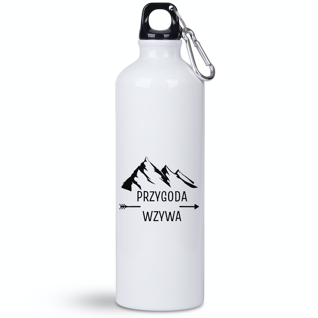 Butelka biała 800 ml z nadrukiem „Przygoda wzywa" - trekking #5