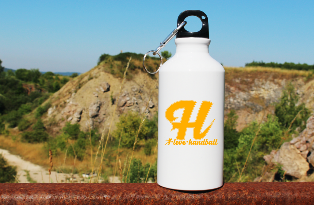 Butelka białka 400 ml z żółtym napisem: "I love handball" i literką H #6
