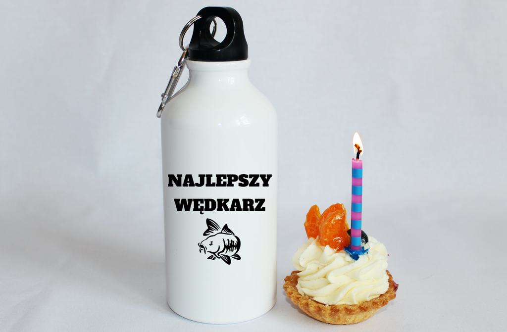 Bidon biały 400 ml z nadrukiem "Najlepszy Wędkarz" - wędkarstwo #6