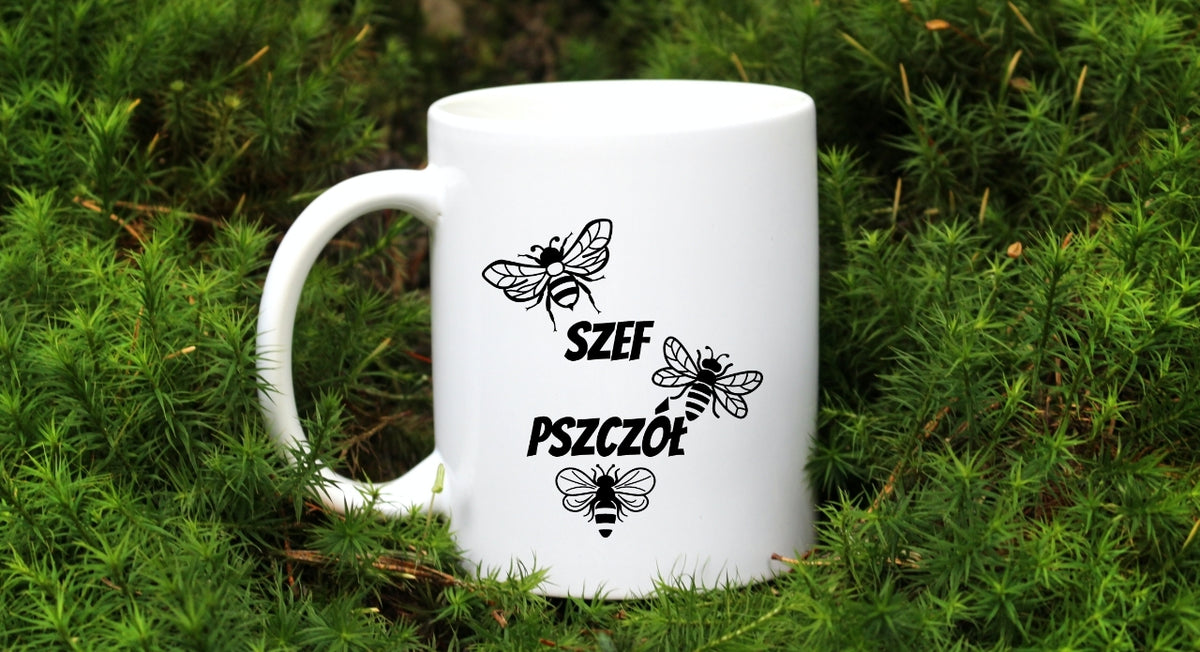 Kubek biały dla pszczelarza "Szef pszczół" #3