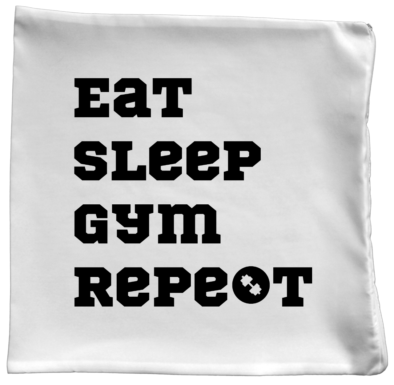 Poduszka z nadrukiem „Eat Sleep Gym Repeat” – siłownia #7