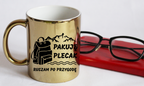 Kubek złoty z nadrukiem „Pakuję plecak, ruszam po przygodę” – trekking, przygoda #3