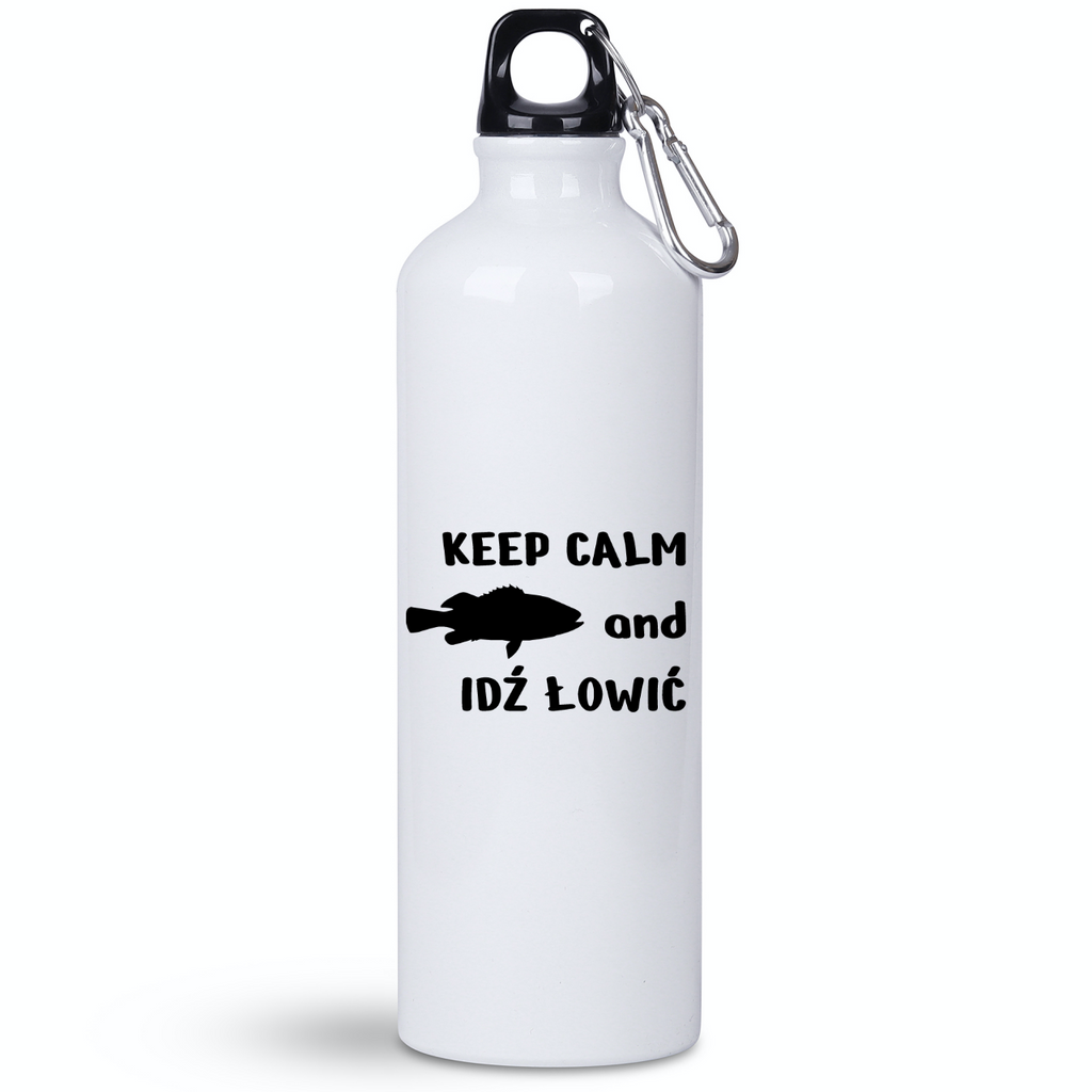 Butelka biała 800 ml z nadrukiem "KEEP CALM and IDŹ ŁOWIĆ" – wędkarstwo #5