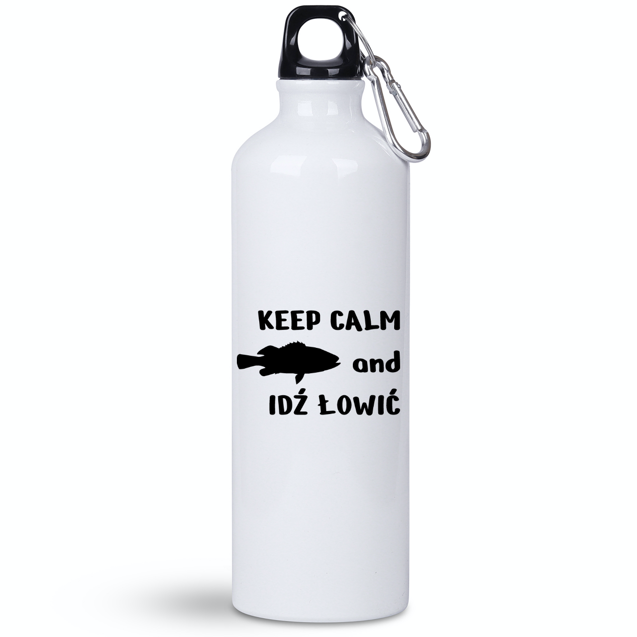 Butelka biała 800 ml z nadrukiem "KEEP CALM and IDŹ ŁOWIĆ" – wędkarstwo #5