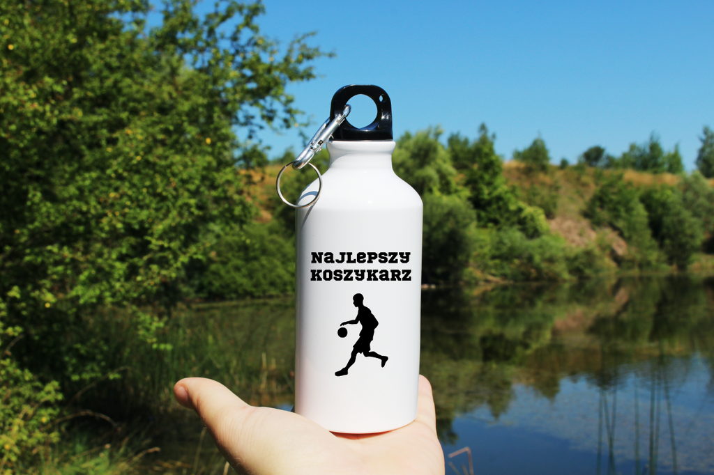 Bidon biały 400 ml z nadrukiem "Najlepszy Koszykarz" – koszykówka #8