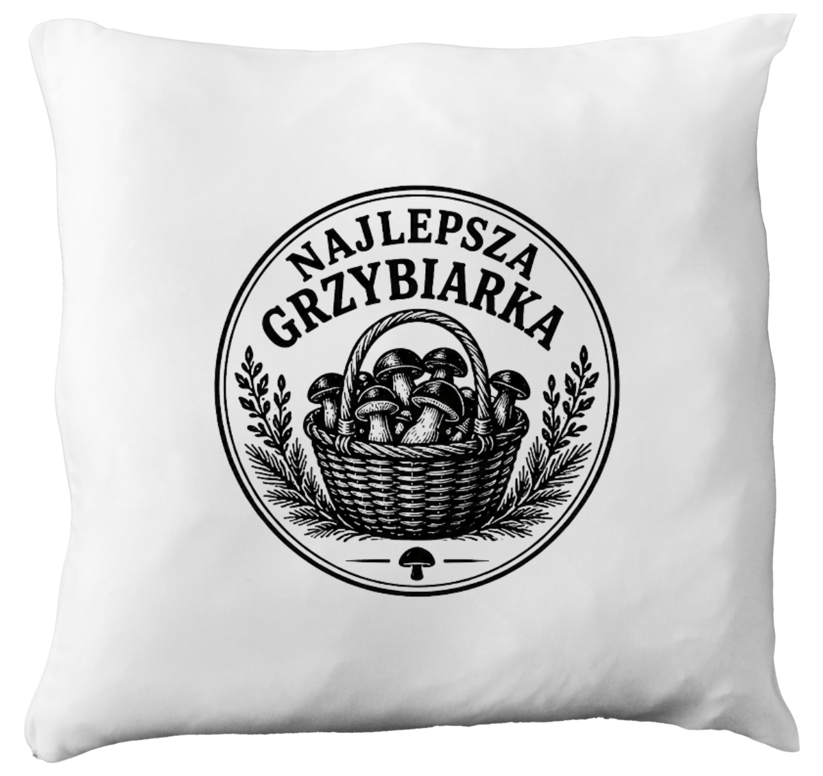Poduszka prezent dla miłośniczki grzybów z nadrukiem "Najlepsza Grzybiarka" - grzyby #1