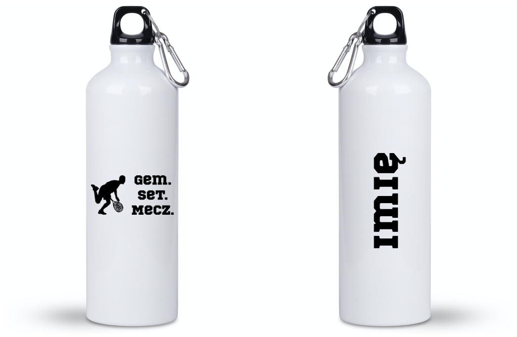 Bidon biały 800 ml z napisem "Gem Set Mecz" – męski #8