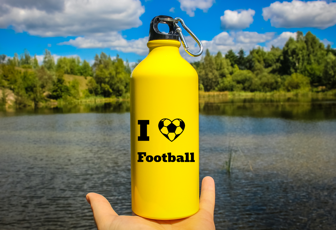 Bidon żółty 600 ml dla kibica piłki nożnej z napisem "I love Football" #10