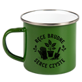 Kubek emaliowany zielony z nadrukiem "Ręce brudne, serce czyste" - działka, ogród #3
