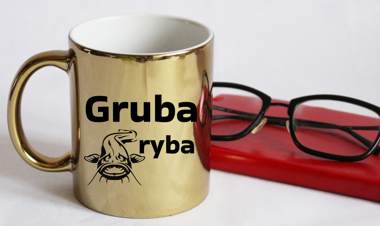 Kubek złoty z nadrukiem "Gruba ryba" – wędkarstwo #5