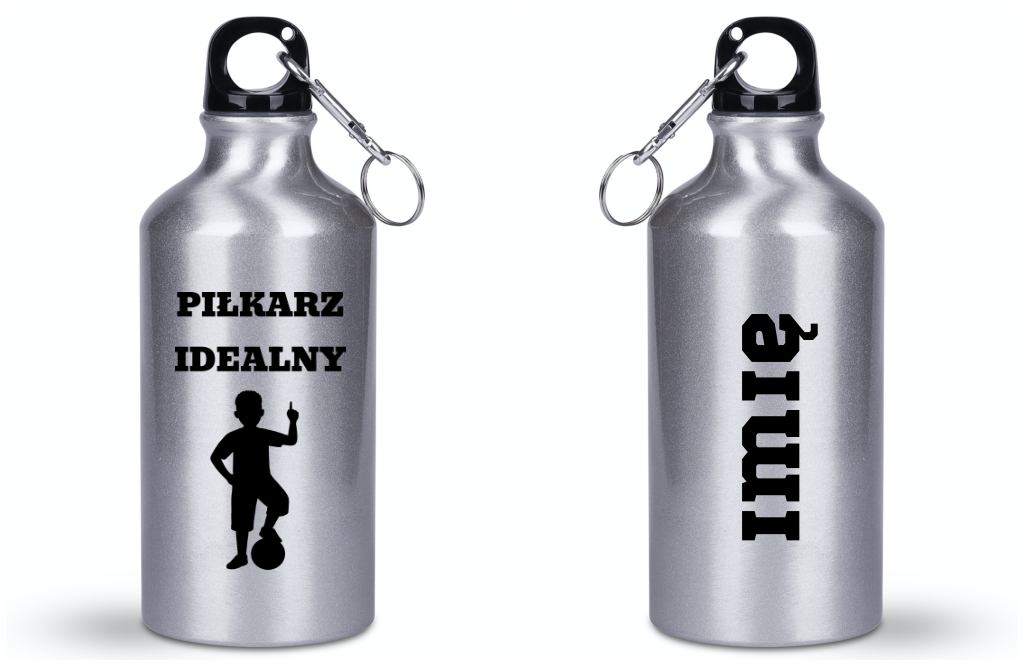 Butelka srebrna 400 ml z napisem "Piłkarz Idealny" – dla dziecka,  piłka nożna #5