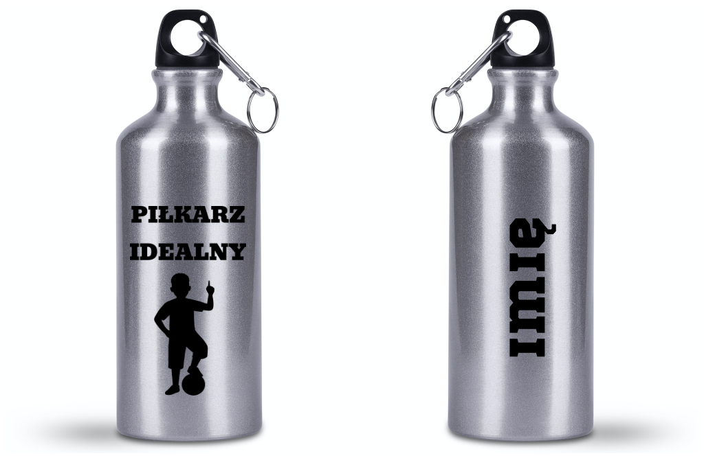 Butelka srebrna 500 ml z napisem "Piłkarz Idealny" – dla dziecka, piłka nożna #4