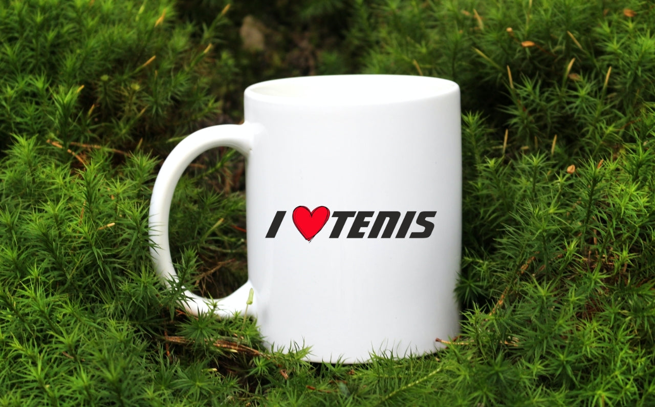 Kubek biały z napisem "I love tenis" #1