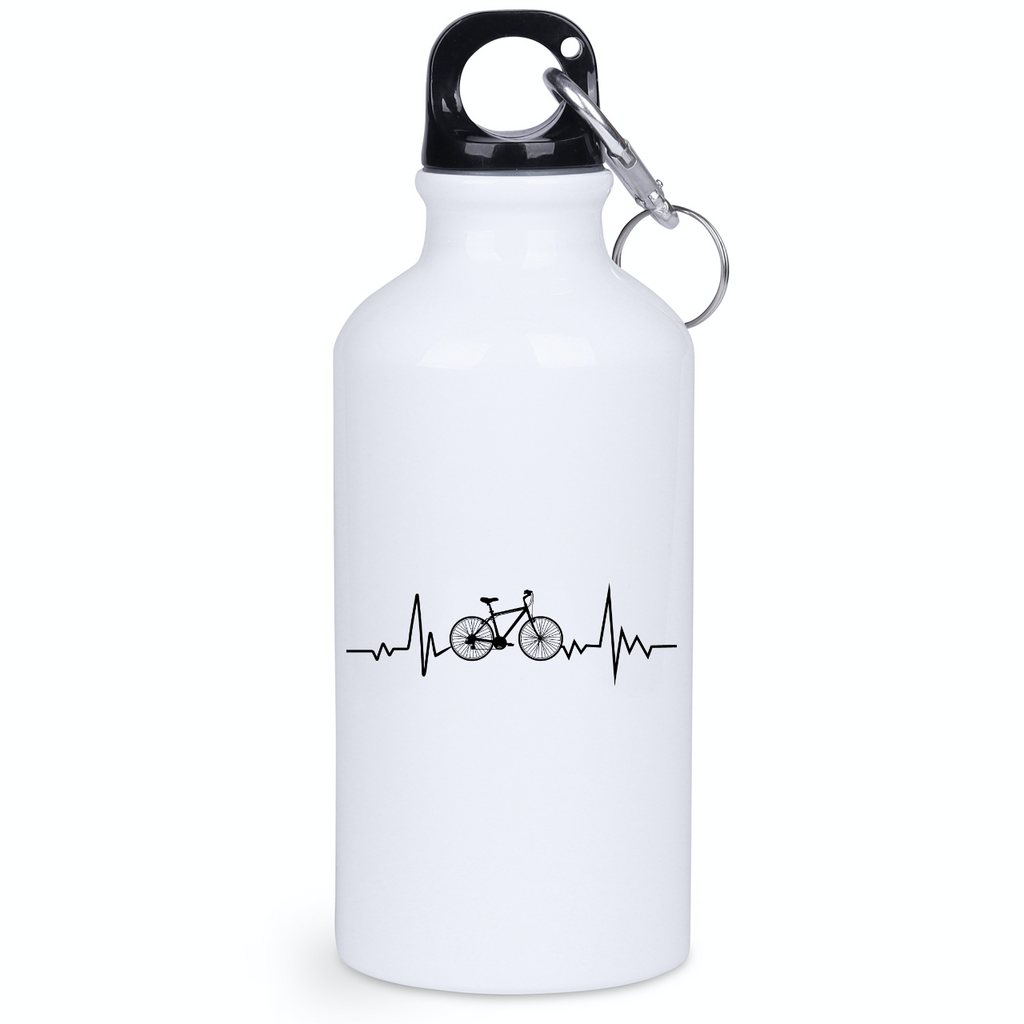Butelka biała 400 ml z grafiką „Rowerowe EKG, linia życia” – dla rowerzystów #12