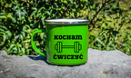 Kubek emaliowany zielony z nadrukiem „Kocham Ćwiczyć” – na siłownię #2