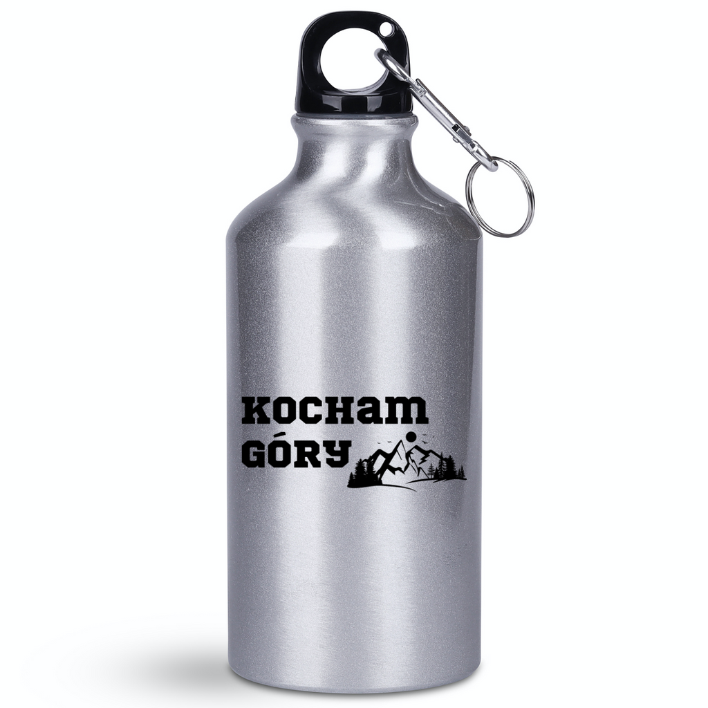 Butelka srebrna 400 ml z nadrukiem „Kocham góry” #7