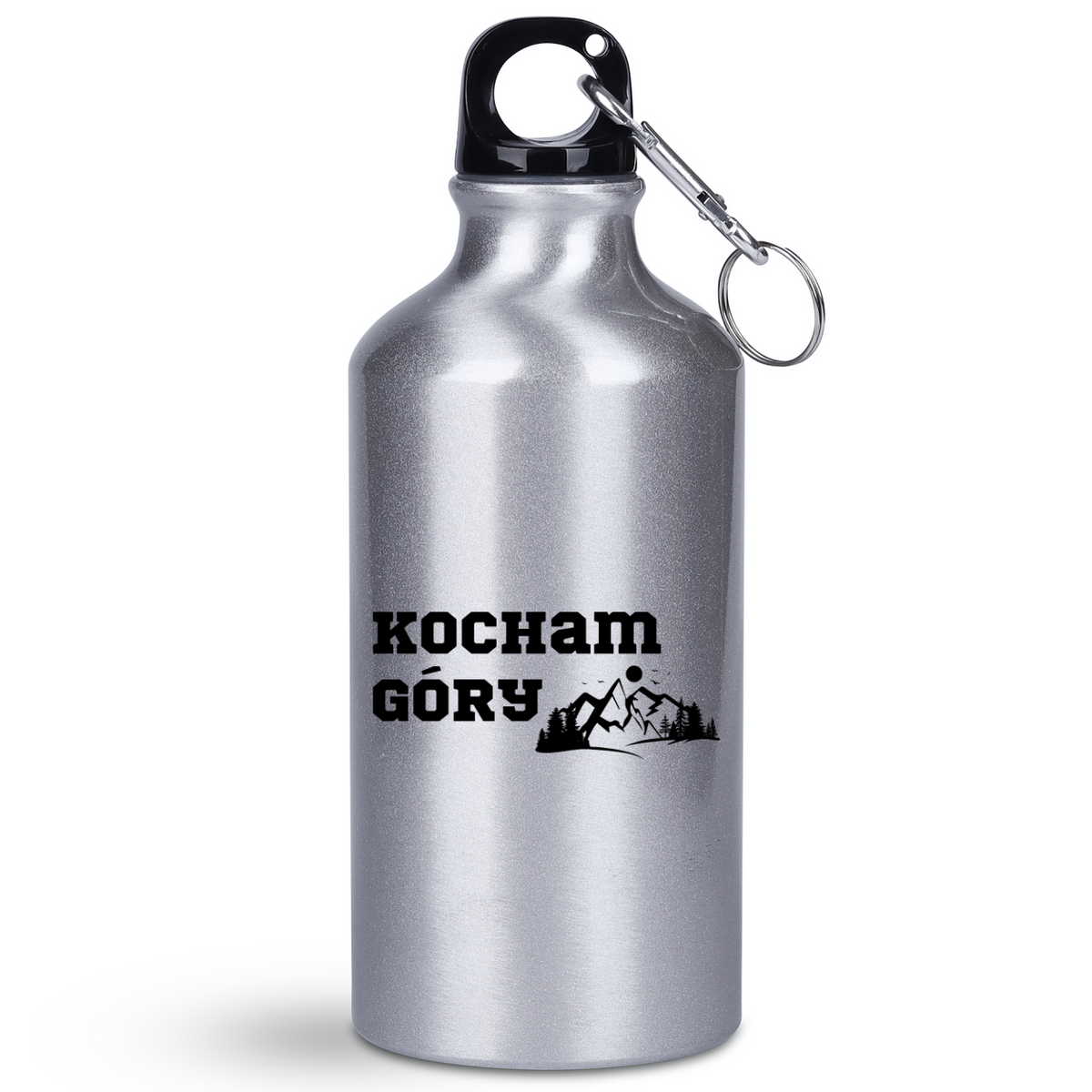 Butelka srebrna 400 ml z nadrukiem „Kocham góry” #7