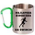 Kubek z karabińczykiem zielonym z nadrukiem "Najlepsza Biegaczka na Świecie" – bieganie #2