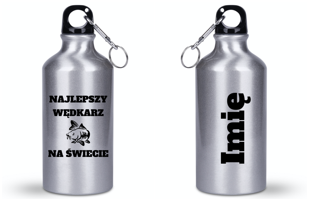 Butelka srebrna 400 ml z nadrukiem "Najlepszy wędkarz na świecie" – wędkarstwo #6
