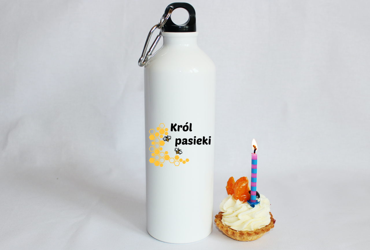 Bidon biały 800 ml z nadrukiem „Król pasieki” – pszczelarstwo #10
