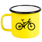 Kubek emaliowany żółty z nadrukiem roweru i imieniem do wyboru – dla rowerzystów #4