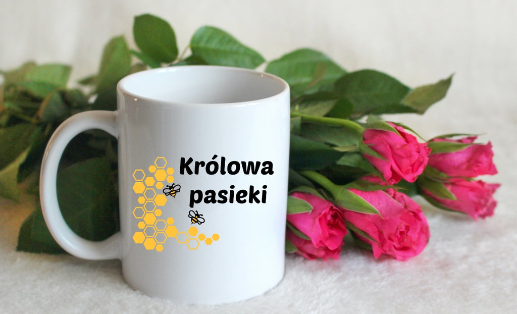Kubek biały dla pszczelarza "Królowa pasieki" #9