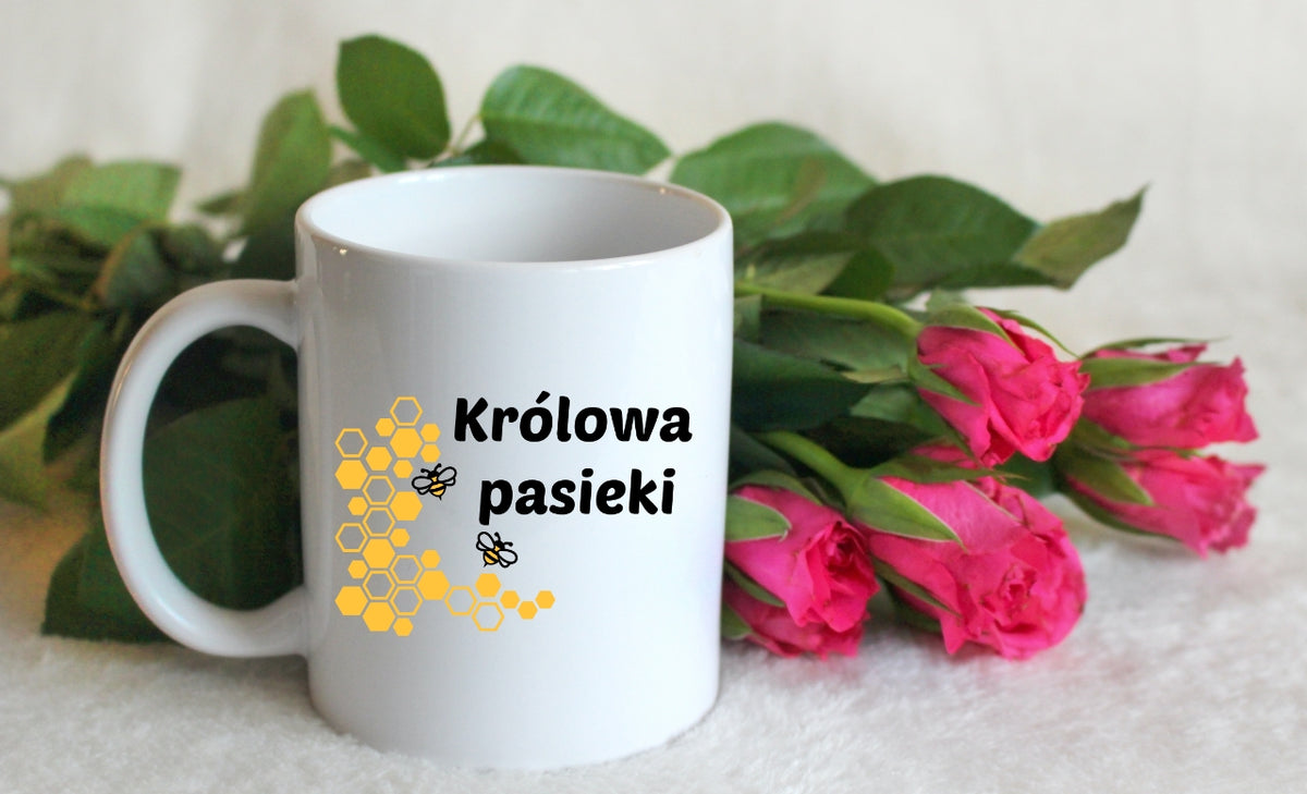 Kubek biały dla pszczelarza "Królowa pasieki" #9