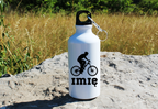 Butelka biała 400 ml z grafiką roweru oraz imieniem do wyboru – dla rowerzysty #6