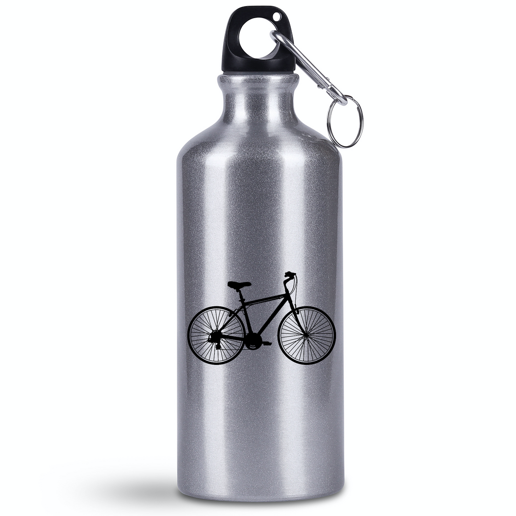 Bidon srebrny 500 ml na rower z grafiką roweru i imieniem do wyboru – dla rowerzystów #11