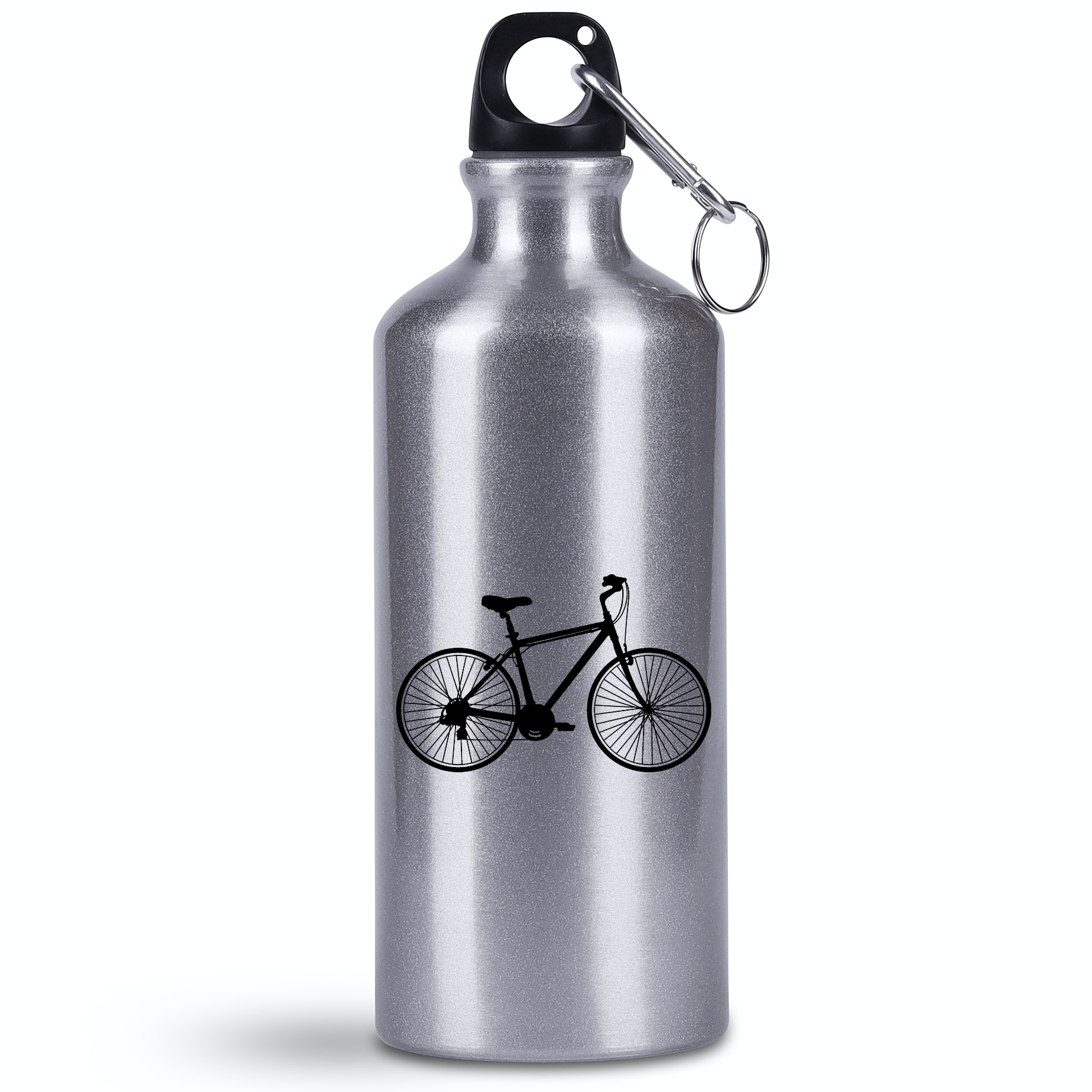Bidon srebrny 500 ml na rower z grafiką roweru i imieniem do wyboru – dla rowerzystów #11