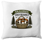 Poduszka prezent dla miłośniczki grzybów z nadrukiem "Najlepsza Grzybiarka" z imieniem wyboru - grzyby #6