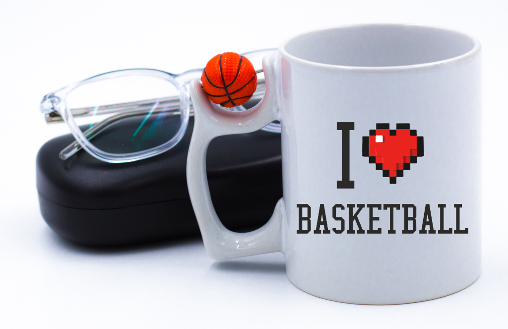 Kubek z piłką i nadrukiem "I LOVE BASKETBALL" – koszykówka #2
