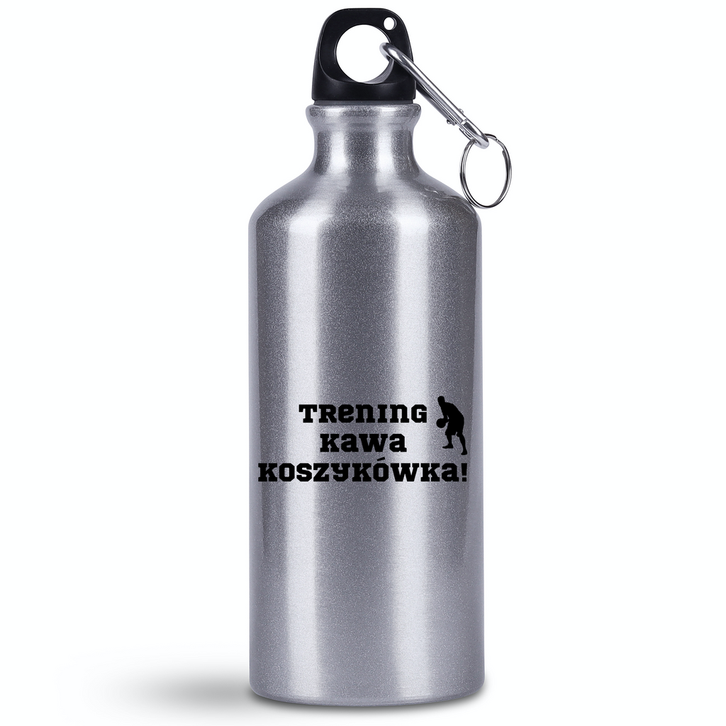 Butelka srebrna 500 ml z nadrukiem "Trening Kawa Koszykówka" #3