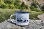 Kubek emaliowany biały z nadrukiem "Super wędkarz" #11