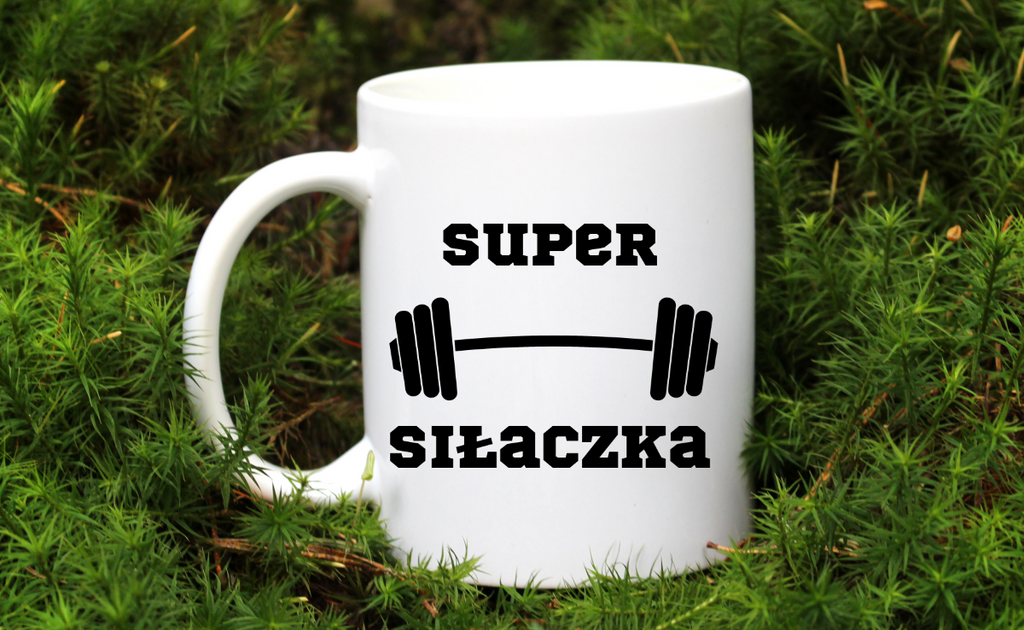 Kubek biały z nadrukiem „Super Siłaczka” – na prezent, siłownia #2
