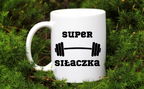 Kubek biały z nadrukiem „Super Siłaczka” – na prezent, siłownia #2